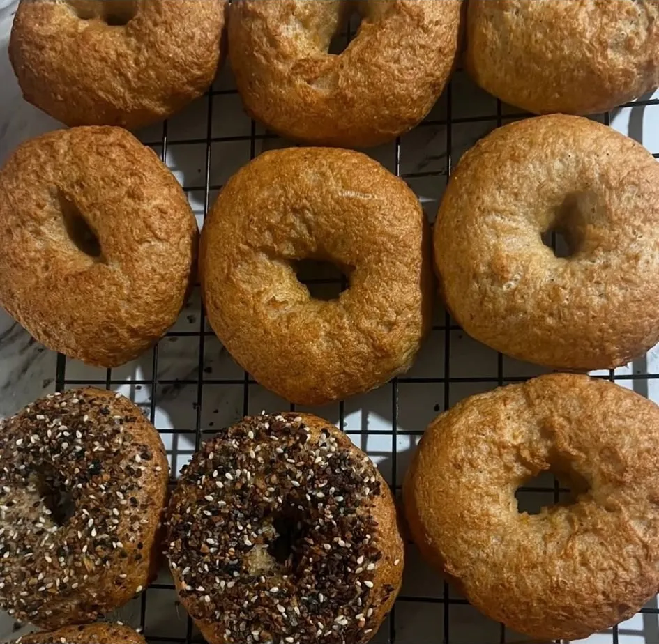 Sourdough bagels with everything seasoning