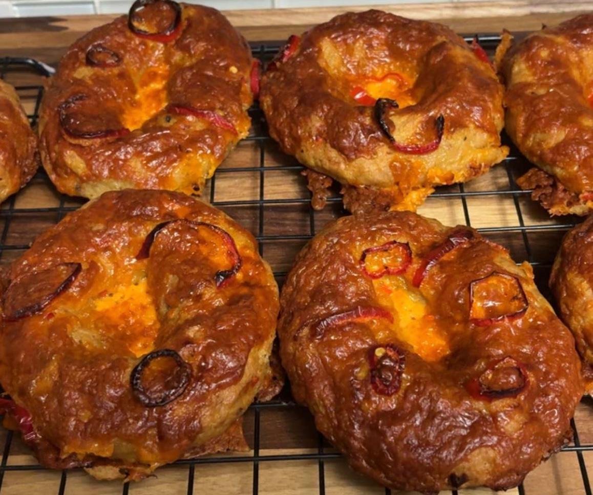 Pizza bagels with pepperoni and cheese