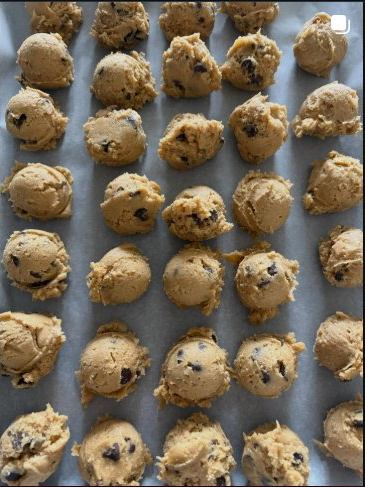 Portioned cookie dough
