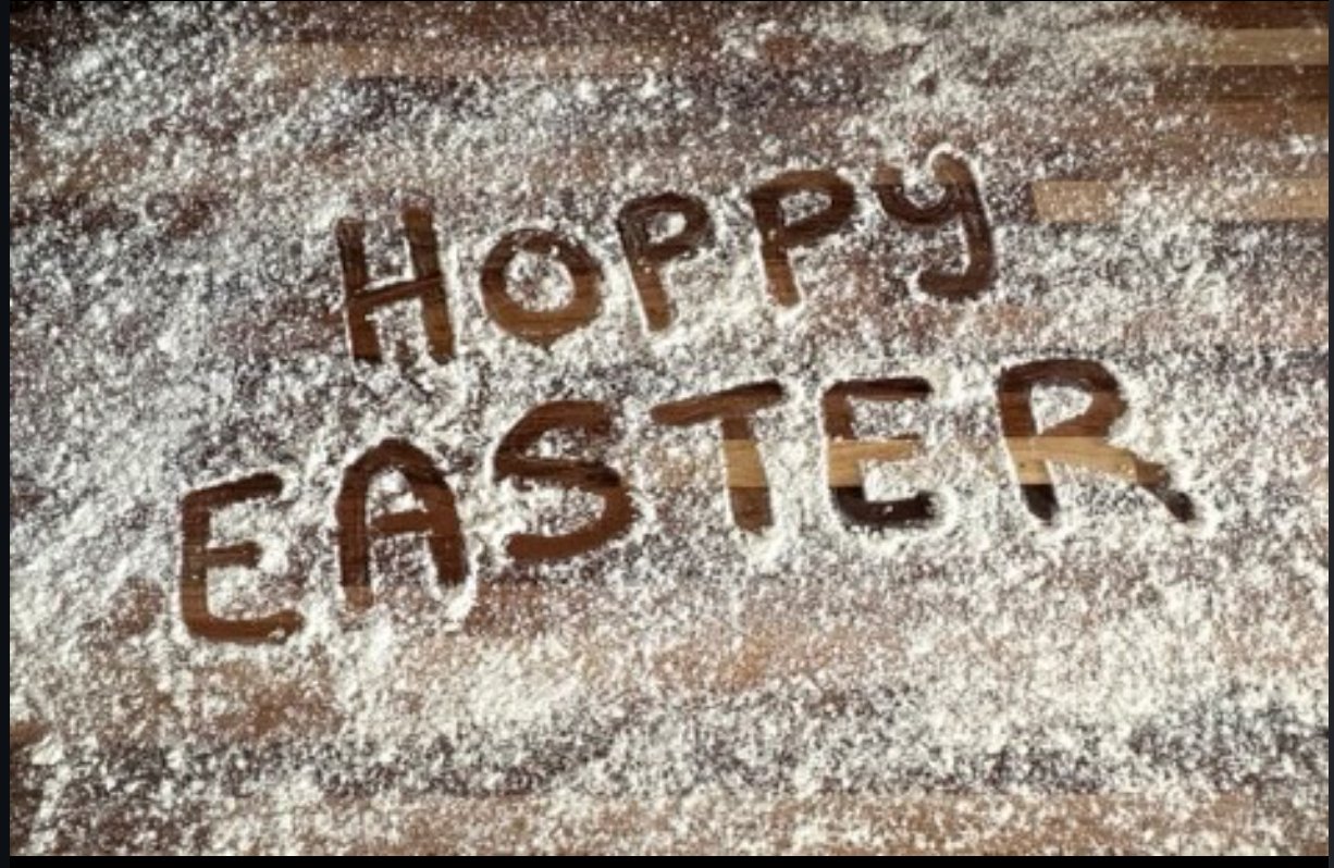 Hoppy Easter message in flour
