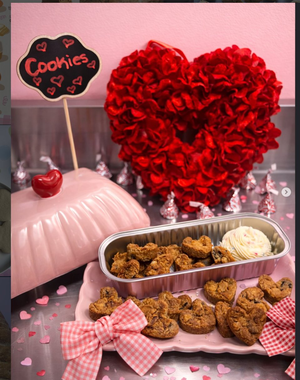 Valentine's heart-shaped cookies display
